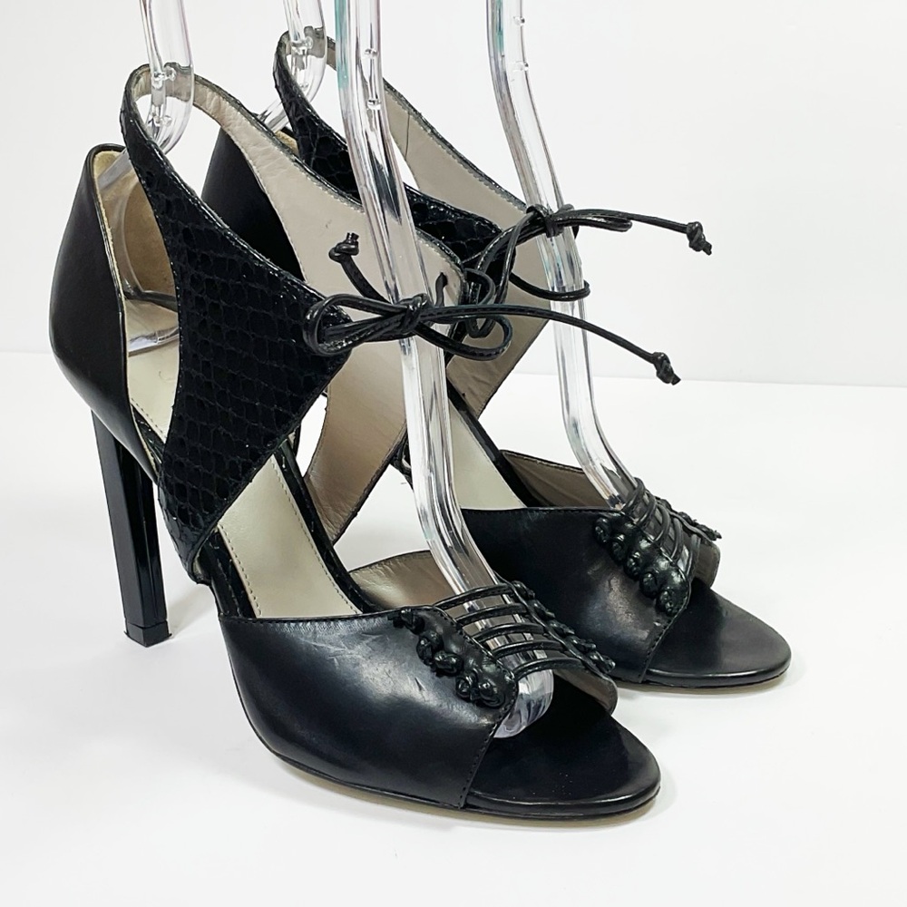 Jason Wu Runway Billie Snake Print Leather Cutout High Heel Sandals - Picture 3 of 10